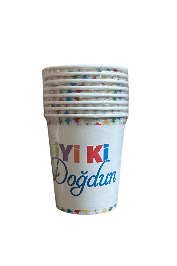 İyi Ki Doğdun Temalı Mavi Tabak Bardak 8'li Set - 3