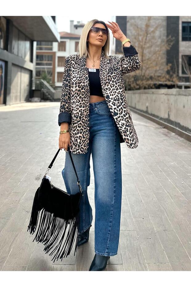 88761 Yün Efekti Leopar Ceket Leo - 3