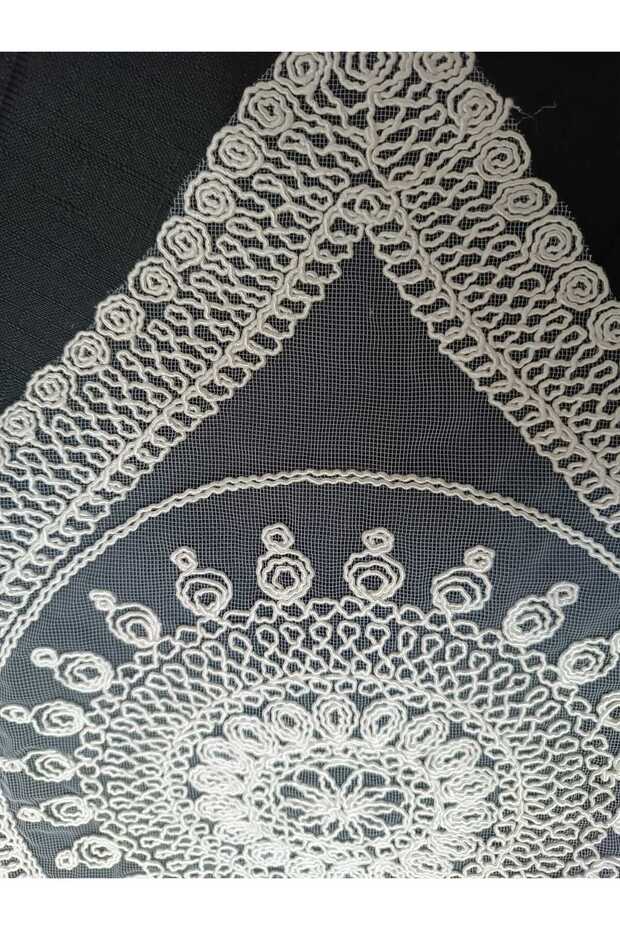 kordonlu işlemeli 3 lü sehpa örtüsü - 5