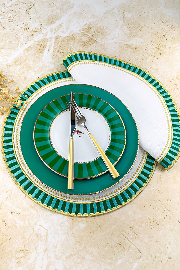 Green Turquoise Pip Studio Love Birds Compatible American Service - 2 Pieces