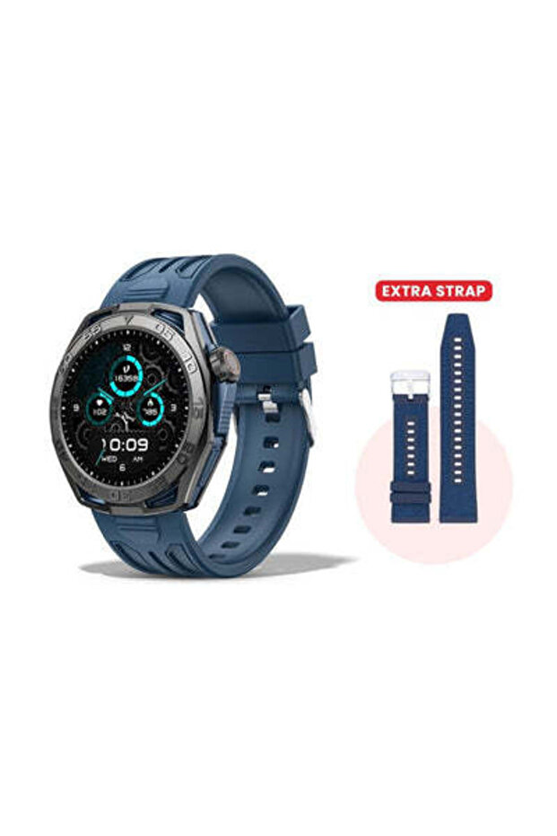 VITAL Smart Calling Watch with 1.43” AMOLED Display, 2 Strap & AI Voice Assistant, Blue