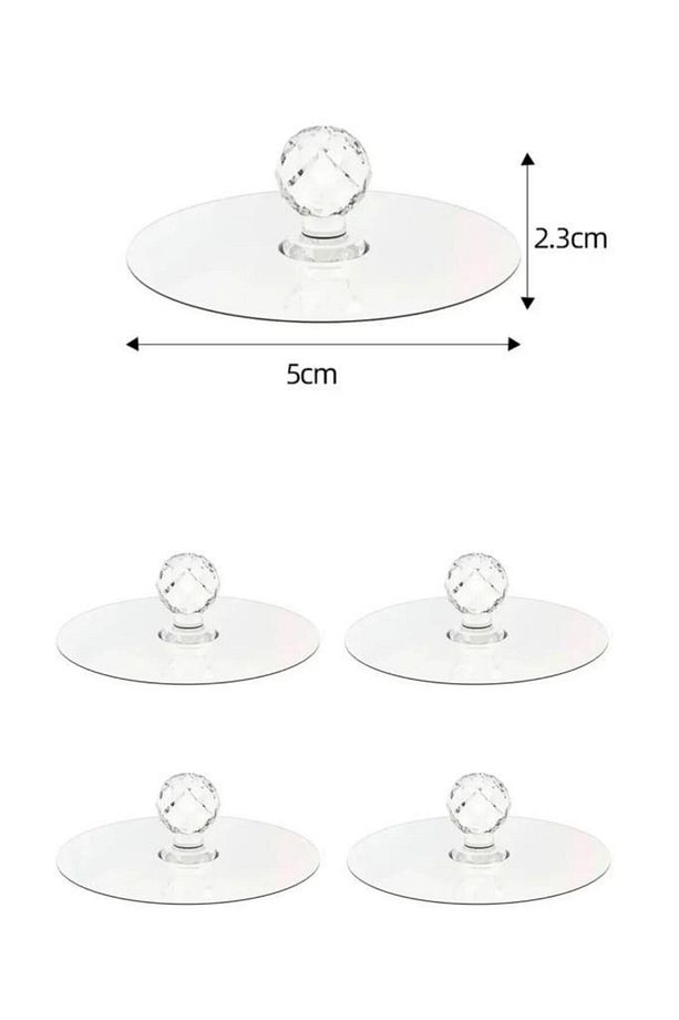 4 Adet Kristal Topuzlu Yapışkanlı Dolap Çekmece Kapak Tutma Kulpu Takı, Havlu Asmak İçin Kulp - 9