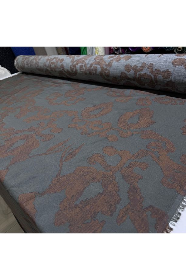 Ayrobin Kumaş Modal Viskon Desenli Bronz Antrasit Renk Çift En - 2