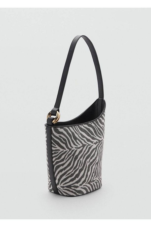 Büyük zebra desenli bucket çanta - 1