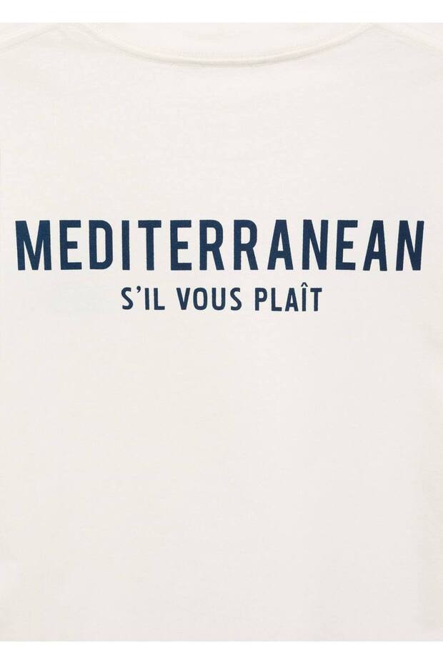 Desenli pamuklu mesajlı tişört - 7