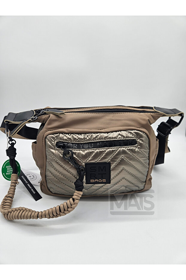 Smart Bags Parachute Satin Fabric Coffee Copper Shoulder Bag