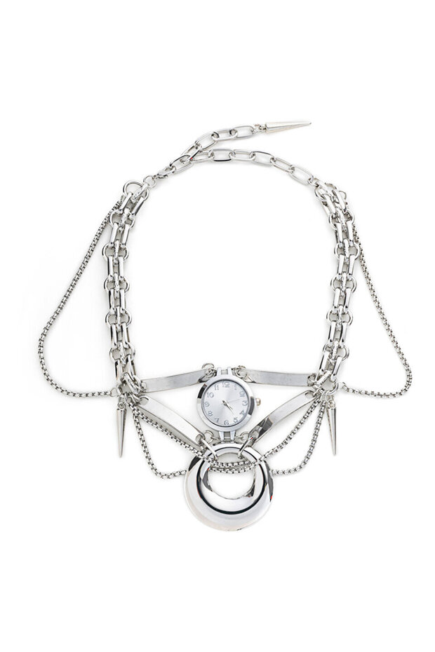 METAL ZİNCİRLİ SAATLİ KOLYE - 1