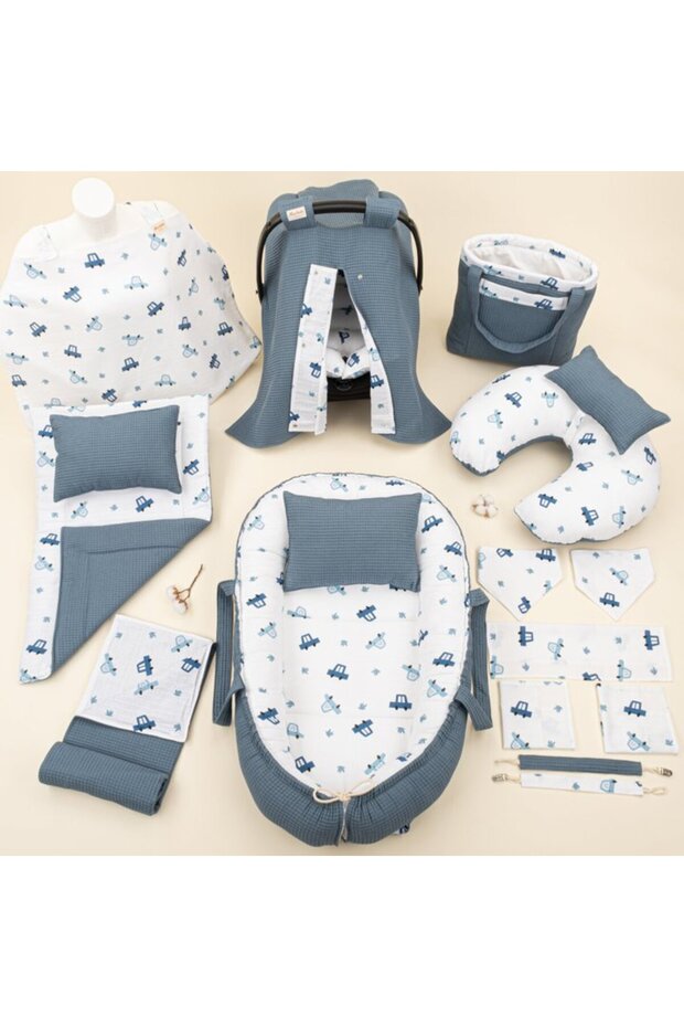 18 Pieces Full Set - Double Sided - Dark Blue Cars