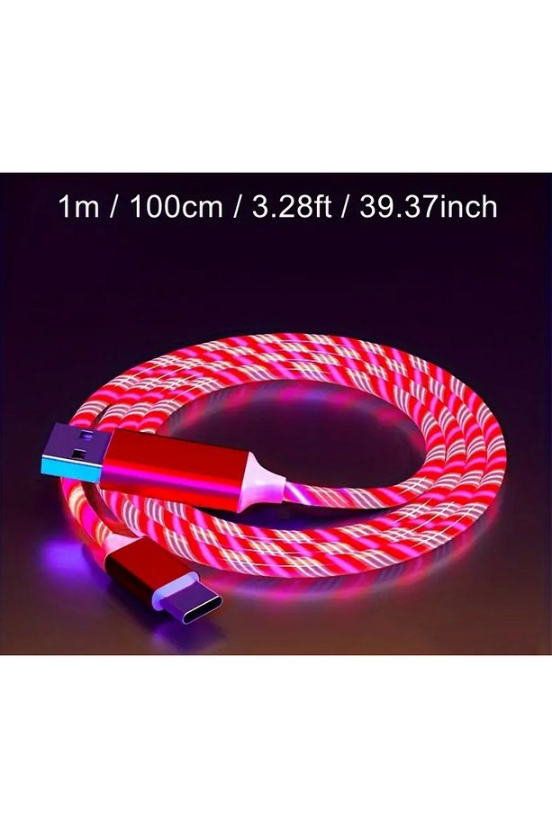 1 Adet USB Type C Kablosu LED Işıklı Şarj Kablosu Samsung/Xiaomi/Vivo RedmiUSB C Akıllı Şarj Kablosu - 1