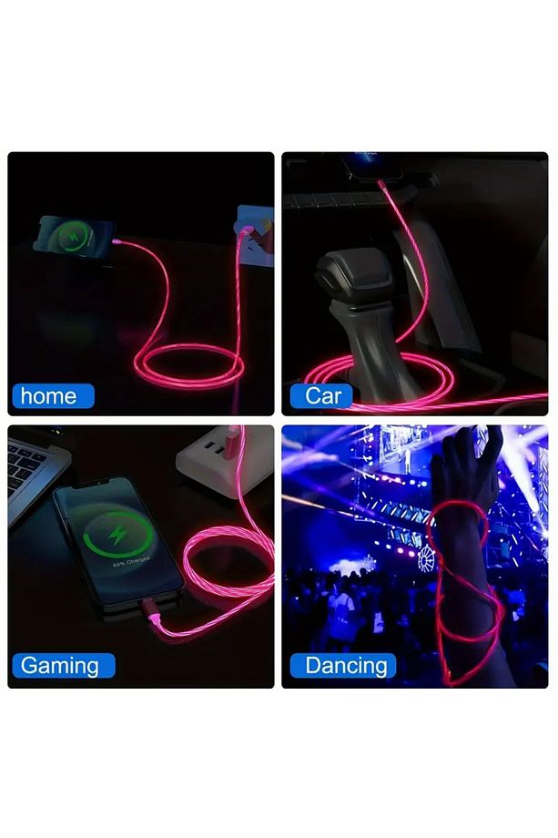 1 Adet USB Type C Kablosu LED Işıklı Şarj Kablosu Samsung/Xiaomi/Vivo RedmiUSB C Akıllı Şarj Kablosu - 3