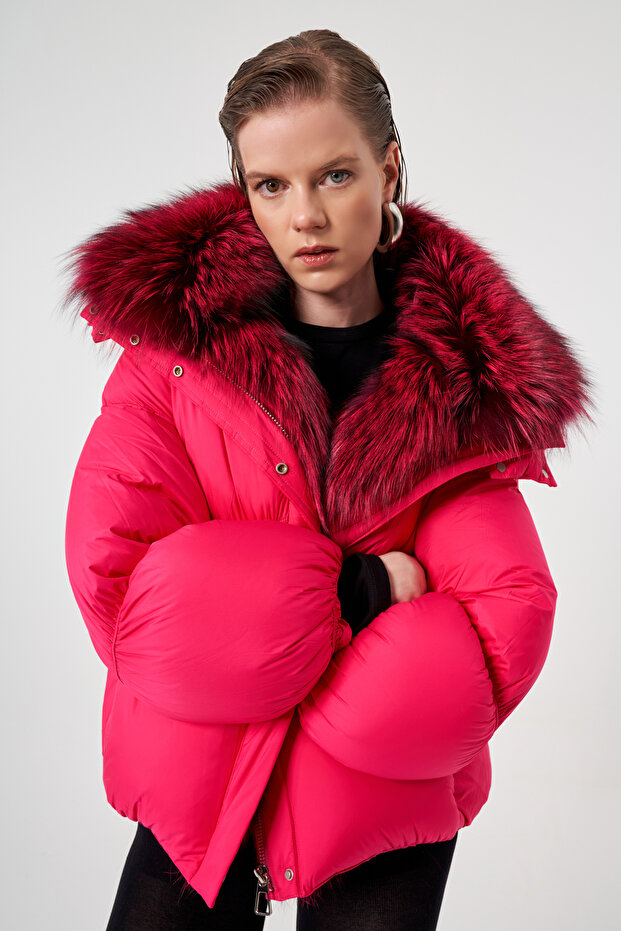 Kürk Kapüşonlu Mont - 3