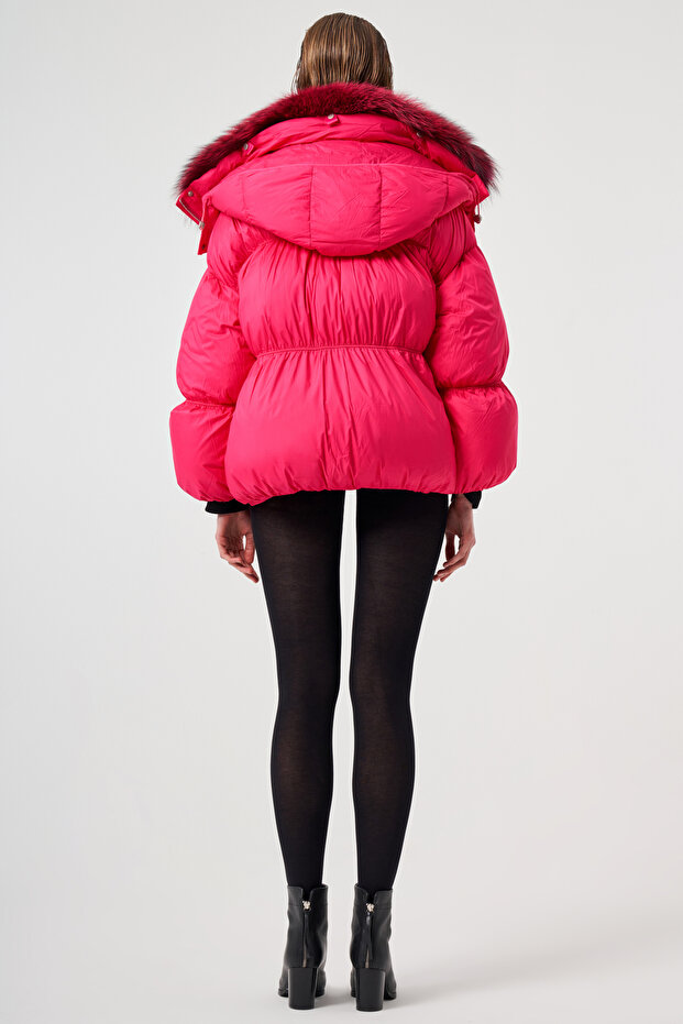 Kürk Kapüşonlu Mont - 5