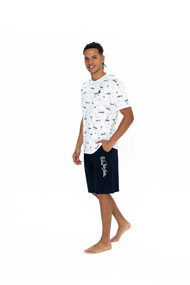 Men's Ecru Shorts Set - 18879