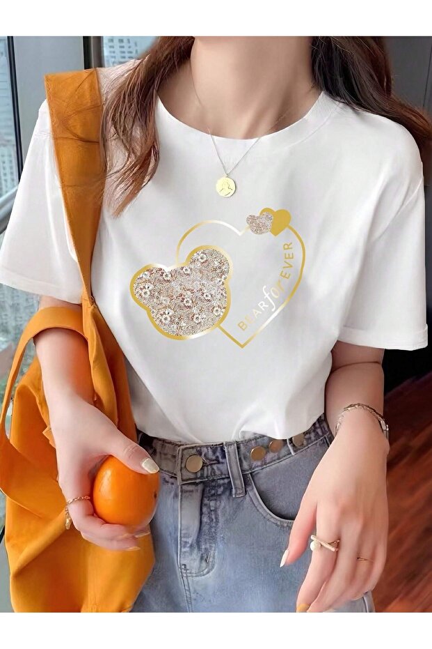 Women's Bear for Ever Printed Oversize T-Shirt