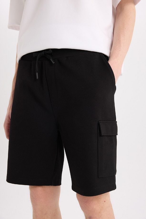 Regular Fit Dokulu Düz Paça Kargo Cepli Basic Düz Şort B8796ax25sm - 6