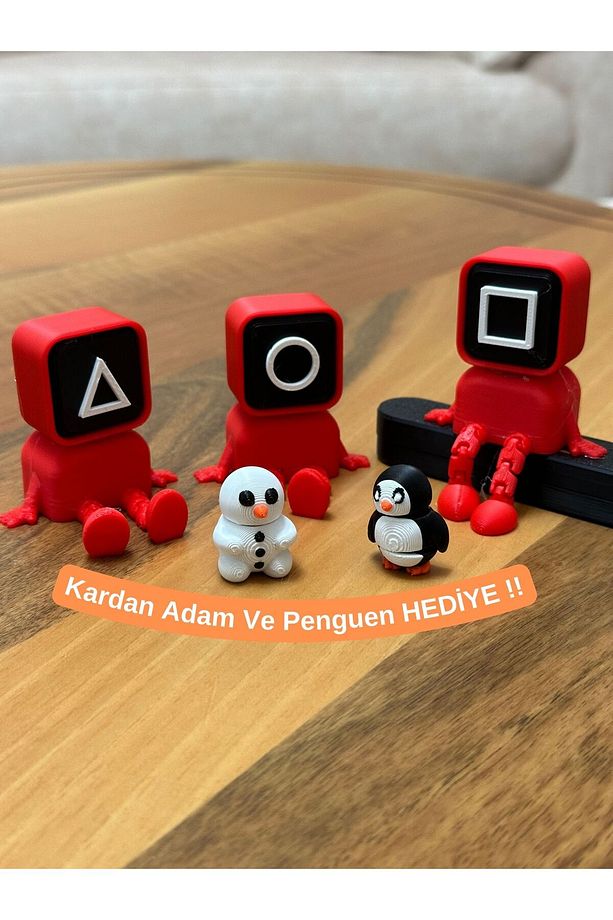 Squid Game Guard Figür Seti + HEDİYE Minik Kardan Adam & Penguen! - 1