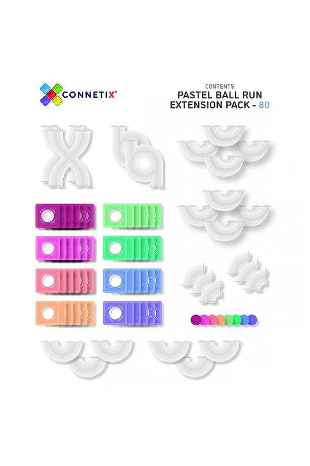 Manyetik Yapı Seti, 80 parça, formlu, şeffaf tüp, Ball Run Genişletme Paketi Pastel - 2