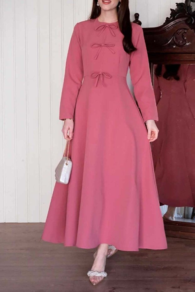 Rochie cu fundă roz - 7