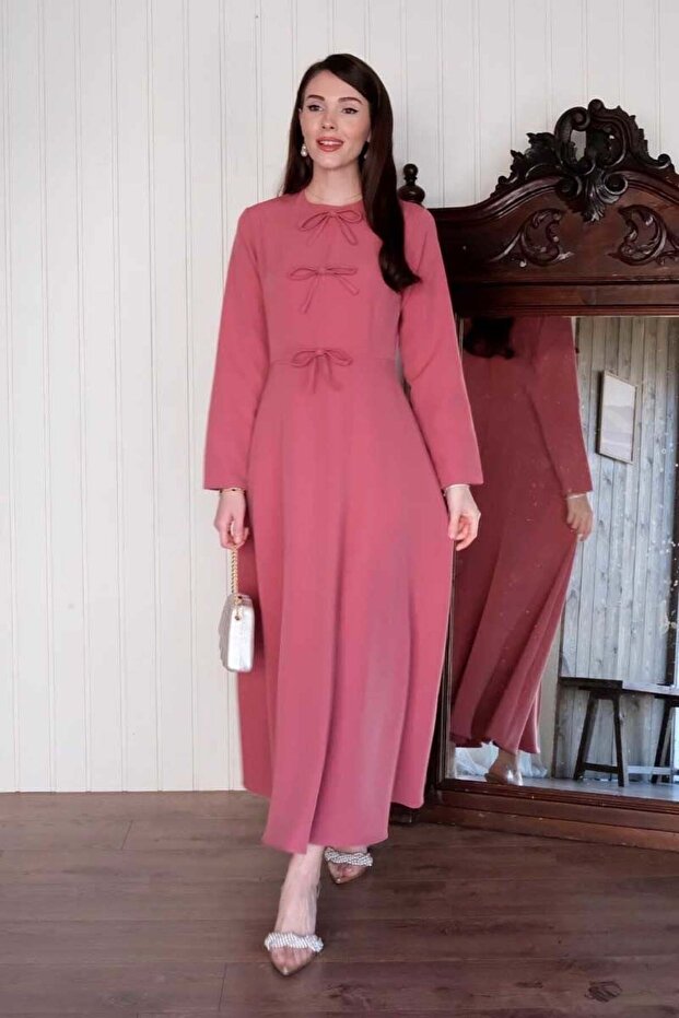 Rochie cu fundă roz - 3