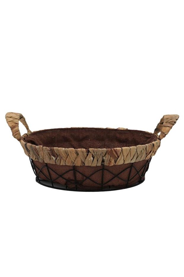سلة تقديم من الخيزران دائرية باللون البني الداكن - 2
