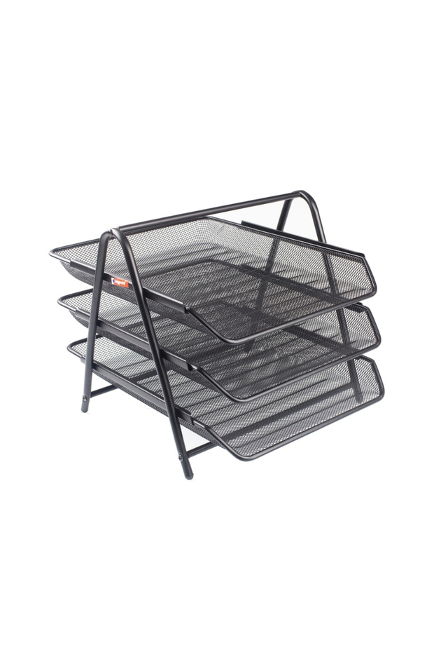 | Metal Perforated Document Rack, Set of 3, Black, Durable Metal Structure, A4 and Letter Documents Interior
