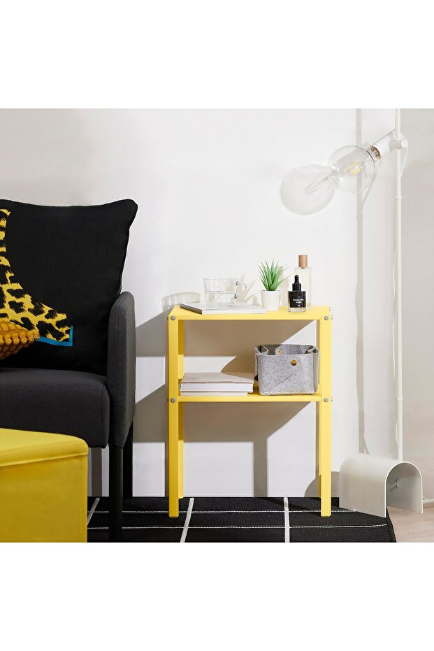 طاولة بجانب السرير، صفراء زاهية، 42×34 سم - 3