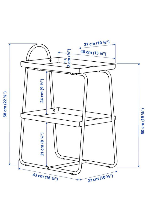 طاولة بجانب السرير/وحدة رفوف، أزرق فيروزي - 8