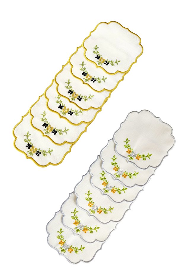 12 Pieces Cross Stitch Cocktail Napkin Party Napkin Presentation Napkin