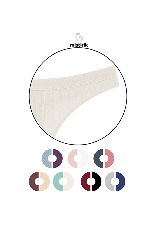 Paulo Model Fitilli String Pamuklu Tanga Esnek Model Ekru Renk - 3