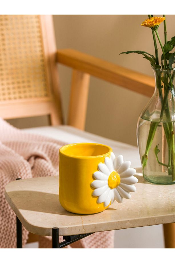 LCW HOME Turuncu Çiçek Desenli Seramik Kupa 320 Ml - 1