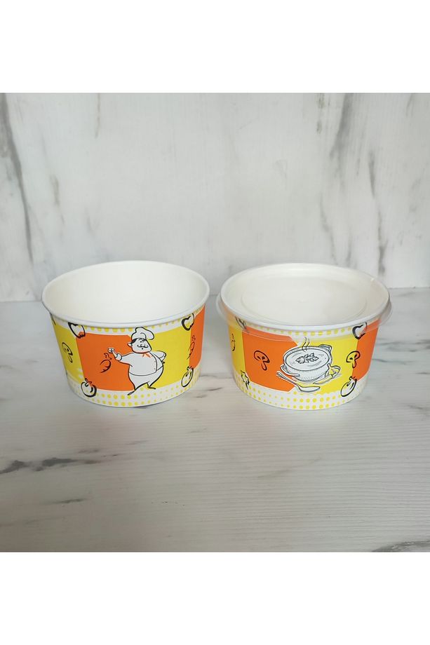 16 Oz Şeffaf Kapaklı Karton ÇORBA-AŞURE KASESİ 50 Adet Maycup - 3