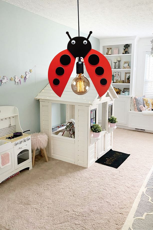 Ladybug Sevimli Uğur Böceği Sarkıt Avize Bebek Çocuk Odası  Modern  Dekoratif Rustik Tekli Avize - 4