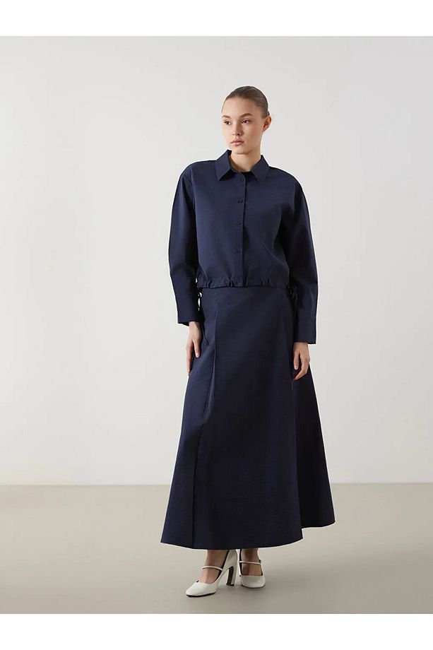 LCW Modest Lacivert Loose Fit Poplin Kadın Gömlek - 2
