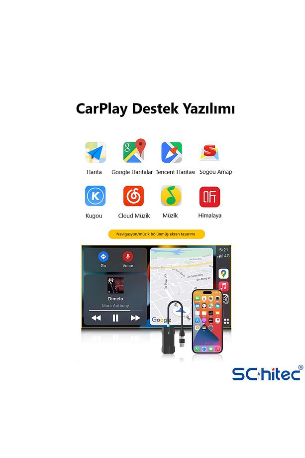 Android Ios Carplay Adaptör Otomatik Bluetooth Wireless Kablosuz Tak Çalıştır P80 - 8