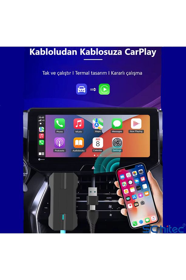 Android Ios Carplay Adaptör Otomatik Bluetooth Wireless Kablosuz Tak Çalıştır P80 - 6