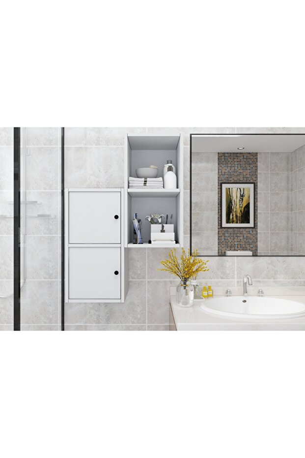 Has Duvar Tipi Raflı Kapaklı Banyo Rafı BNY-1061 - 1