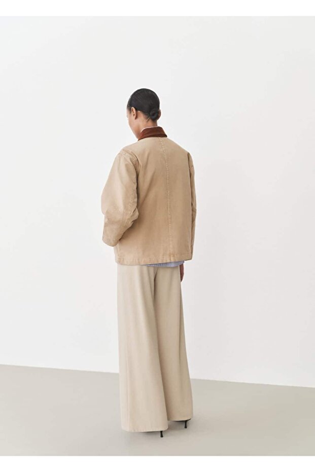 Kontrast yakalı denim parka - 4