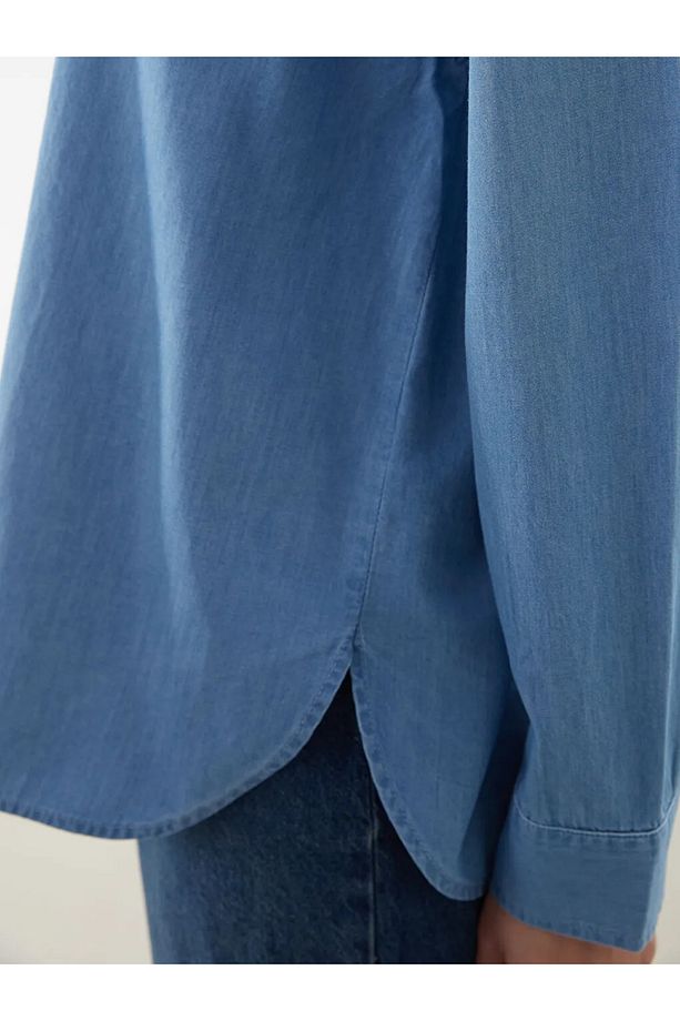 LCW ECO İndigo Oversize Kadın Jean Gömlek - 3