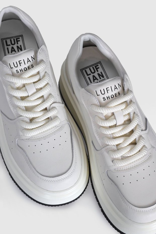 Genuine Leather Lace-Up Comfort Sole Women's Sneaker Casual Shoes White
