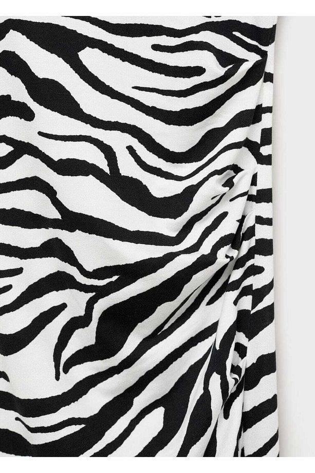 Zebra kesim midi elbise - 6