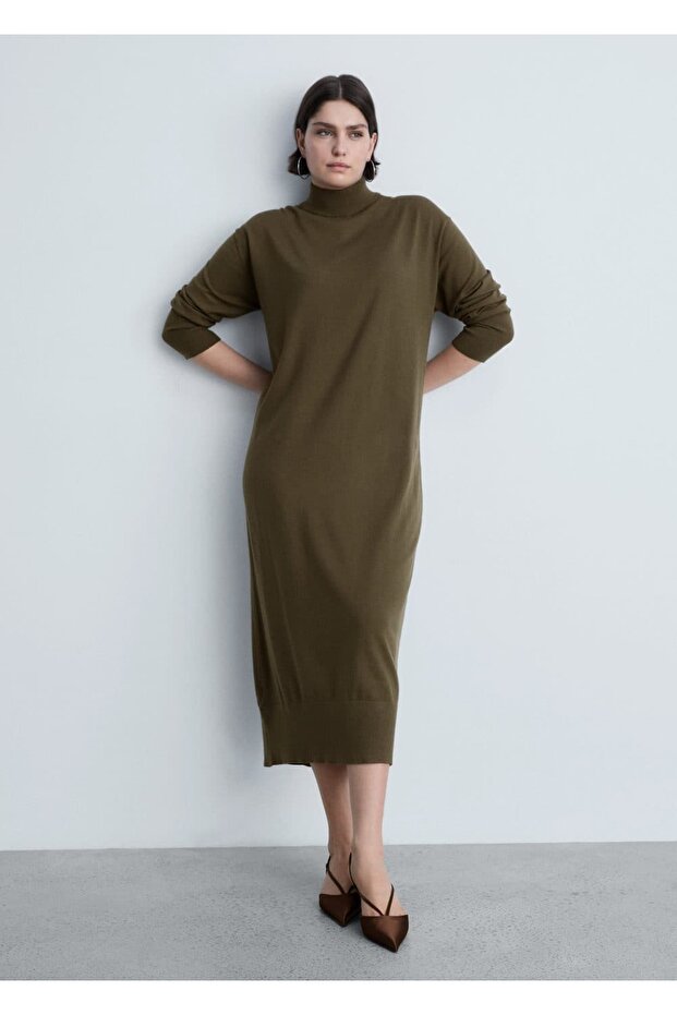 Perkins yakalı triko elbise - 8