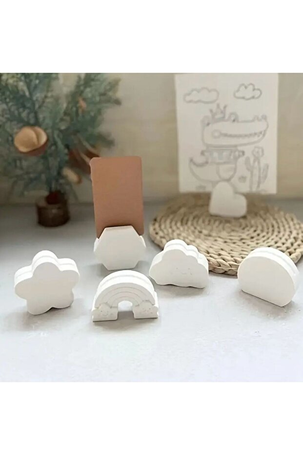 Business Card and Photo Holder Decorative 6-Piece Object (Heart, Rainbow, Round, Hexagonal, Cloud, Flower)
