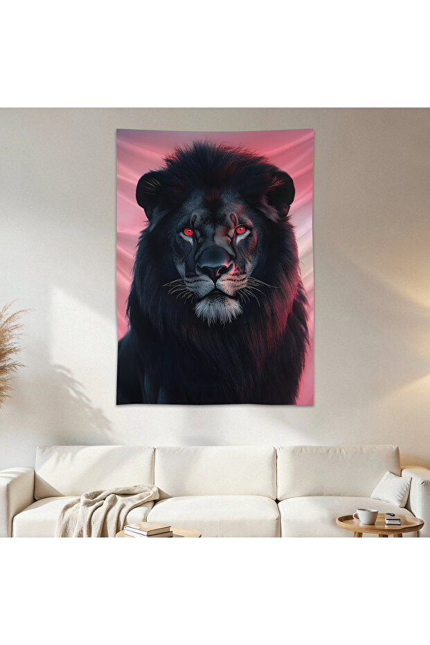 Red Eyed Lion Wall Cloth Wall Tapestry First Quality Satin Fabric Poster