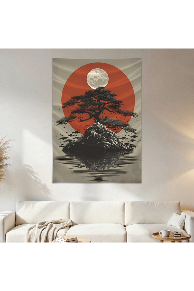 Japanese Tree Wall Drape Wall Tapestry First Quality Satin Fabric Poster