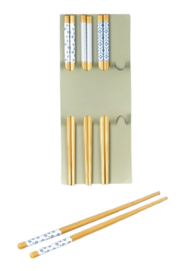 Natural Bamboo Chopstick - 23cm Japanese Korean Style Reusable Chopstick Set