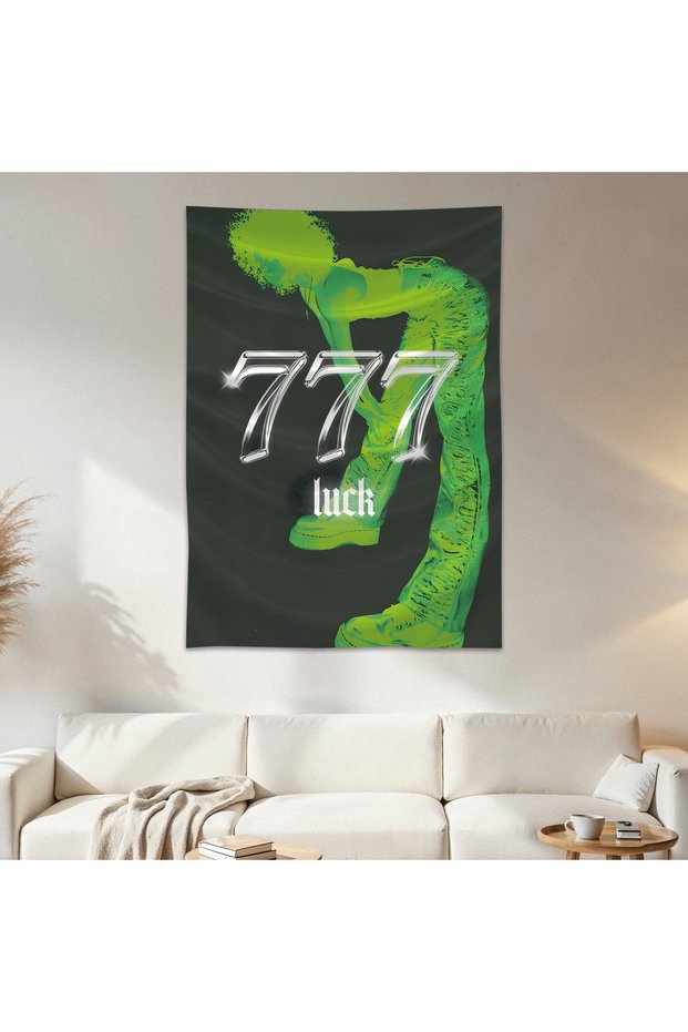 777 Luck Wall Cloth Wall Tapestry First Quality Satin Fabric Poster