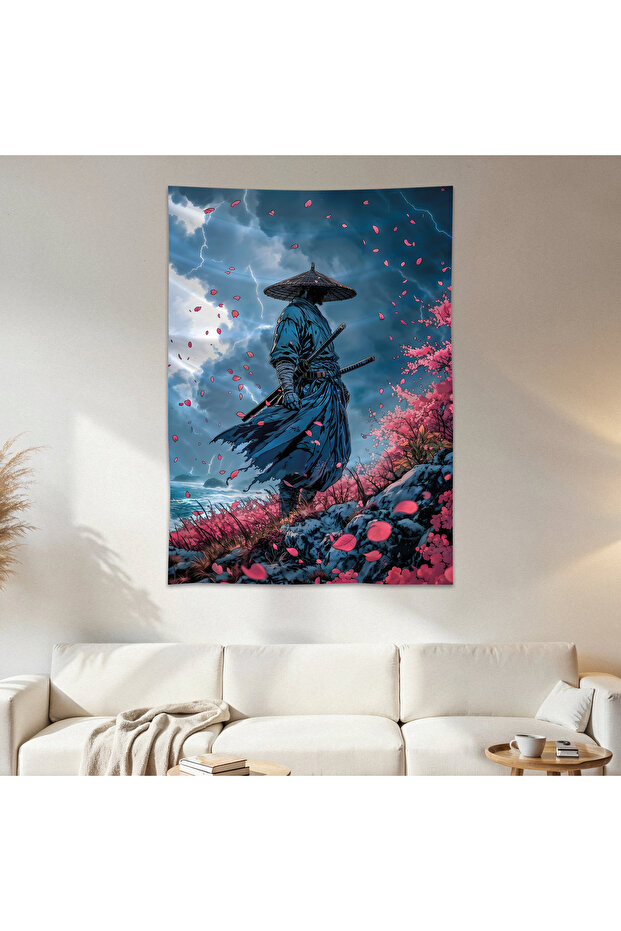Samurai Wall Cloth Wall Tapestry First Quality Satin Fabric Poster