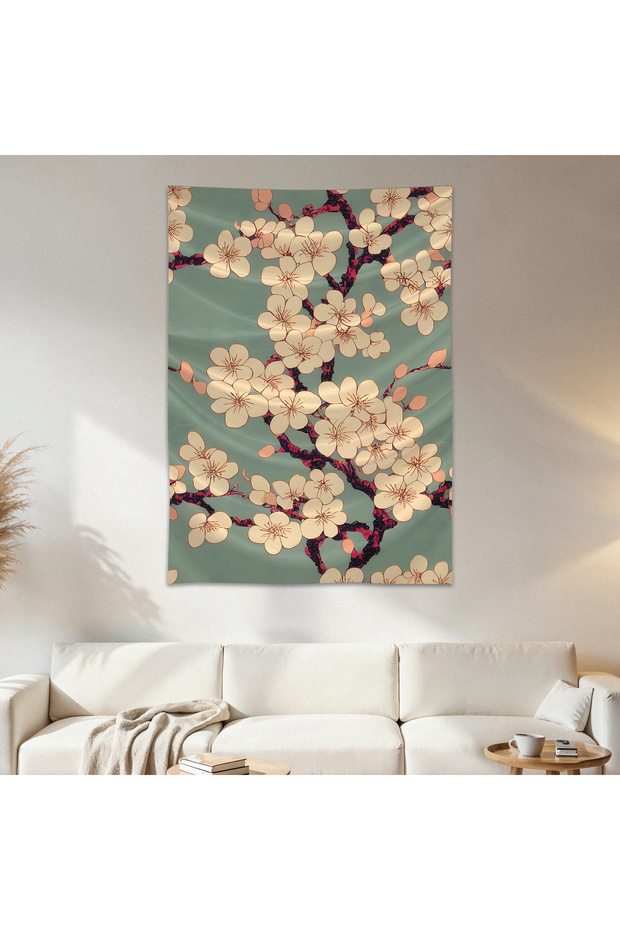 Japanese Flower Wall Drape Wall Tapestry First Quality Satin Fabric Poster