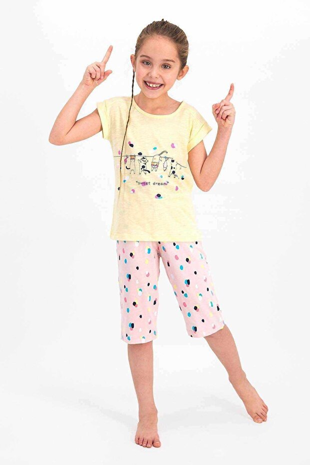 Rolypoly Sweat Dream Light Yellow Girl's Capri Suit