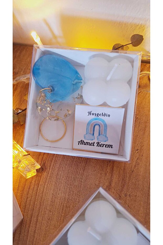 Boxed Chocolate (with Candle and Key Chain Gift) 10 Pieces Baby Birthday Baby Shower Gift